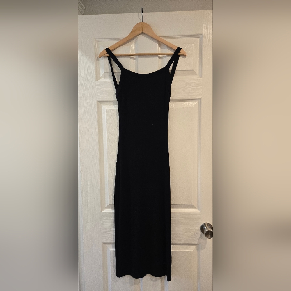 Garage Black Midi Dress w/ Open Back & Slit